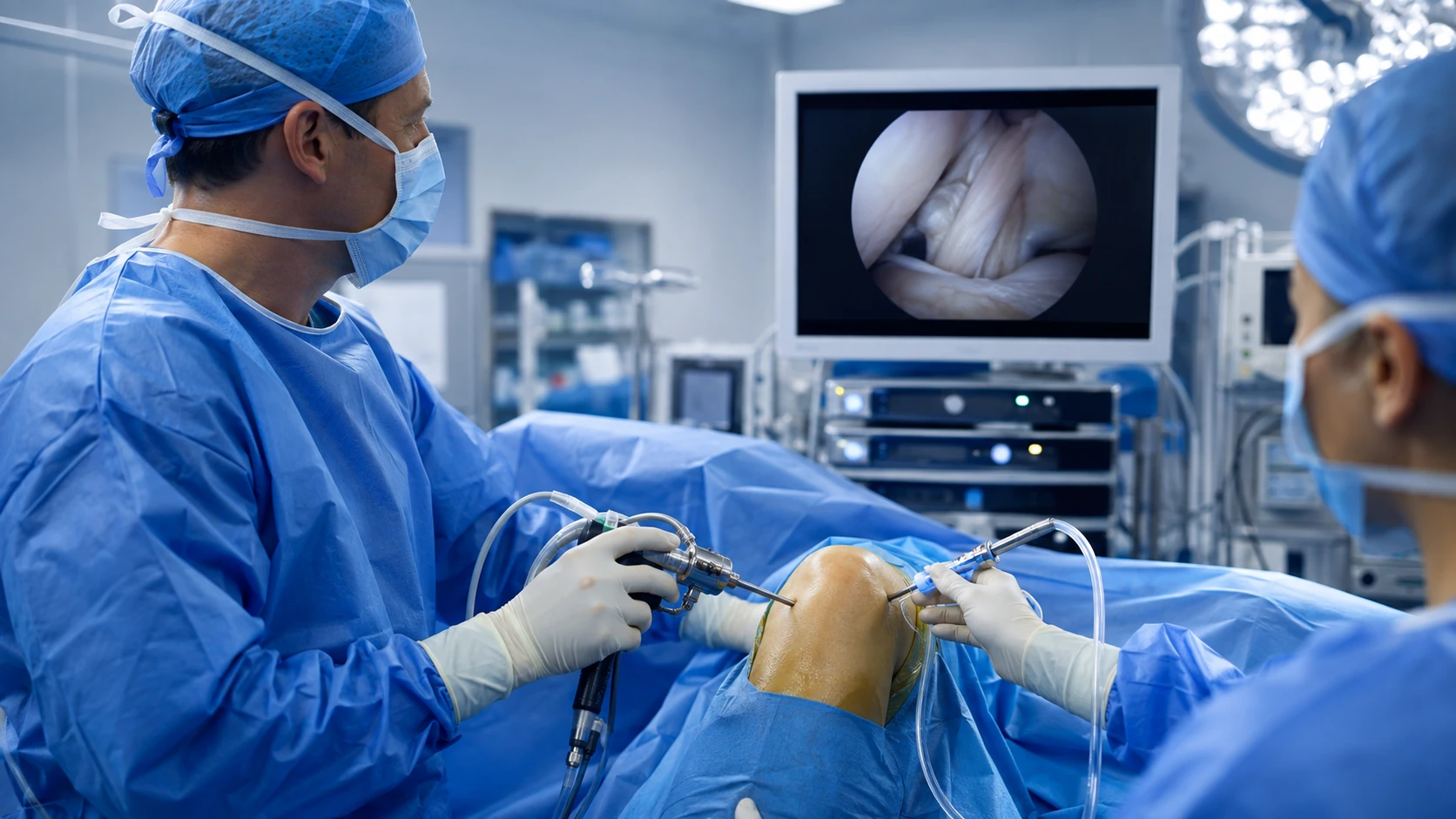 Arthroscopic ACL reconstruction performed in a modern orthopaedic operating theatre