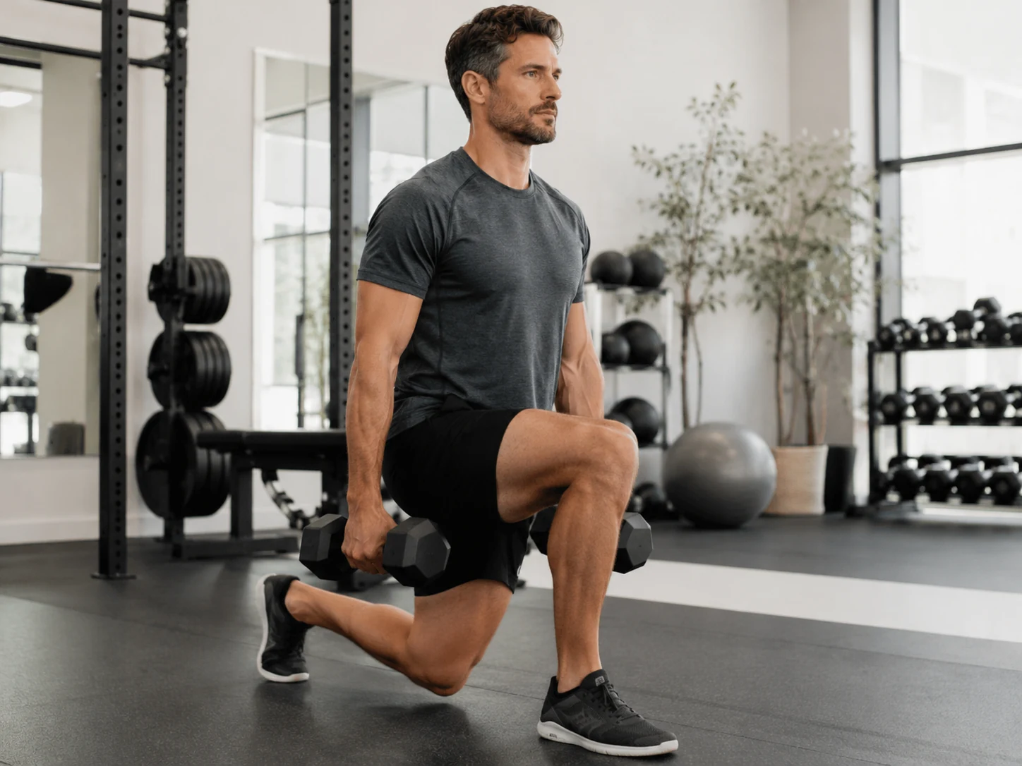 Active adult performing controlled strength training during return to function after knee rehabilitation